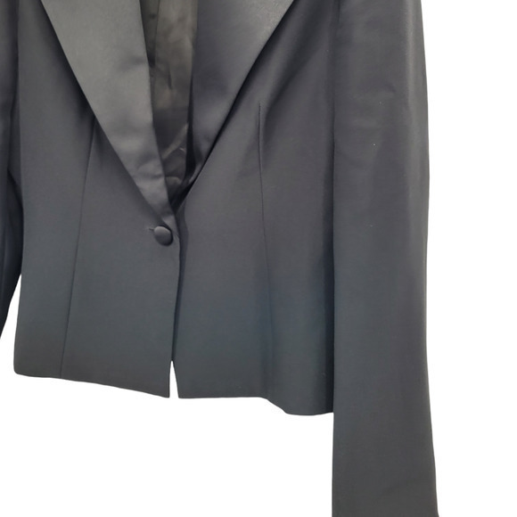 HP Vintage 90s Bloomingdale's Black Single Breasted Short Tuxedo Jacket - Picture 7 of 10